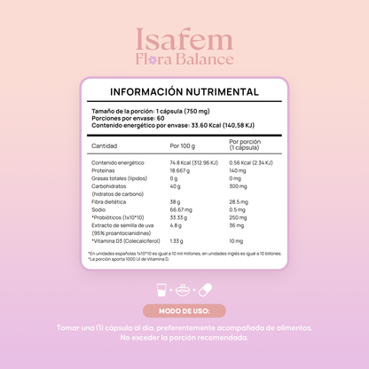 Prebióticos Suplemento Isafem Flora Balance